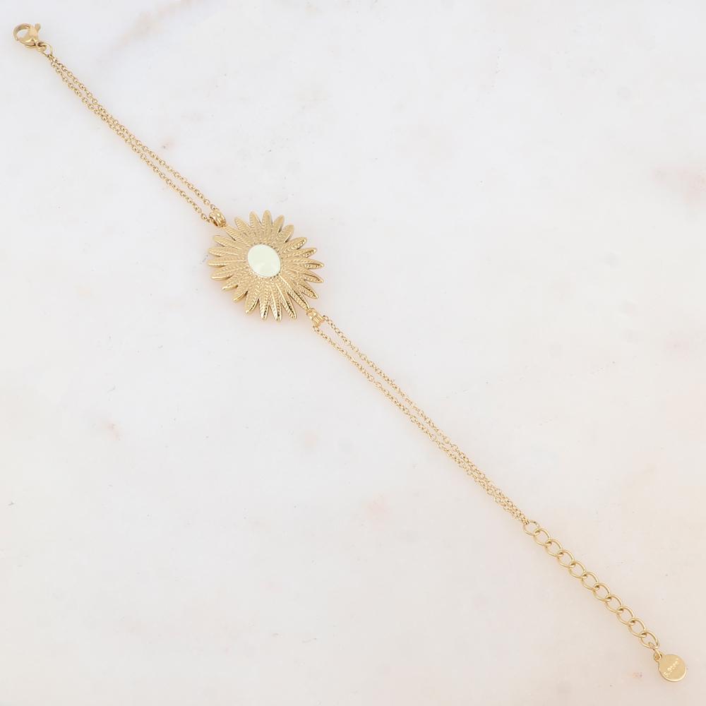Bracelet deux rangs avec feuillage émaillé