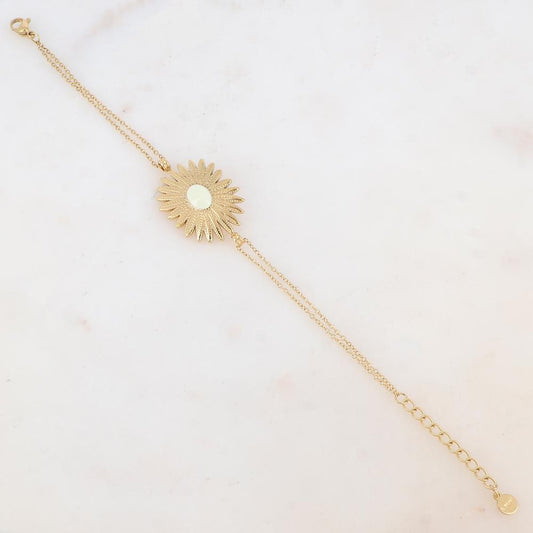 Bracelet deux rangs avec feuillage émaillé