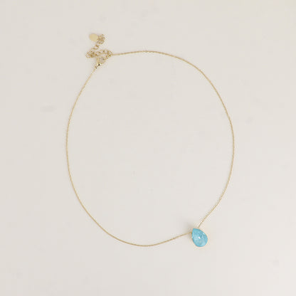 Collier - Pendentif cristal de Swarovski® en forme de goutte - Longueur du collier : 40+5 cm - Dimensions du cristal : 10x14 mm - Paradise bleu lux