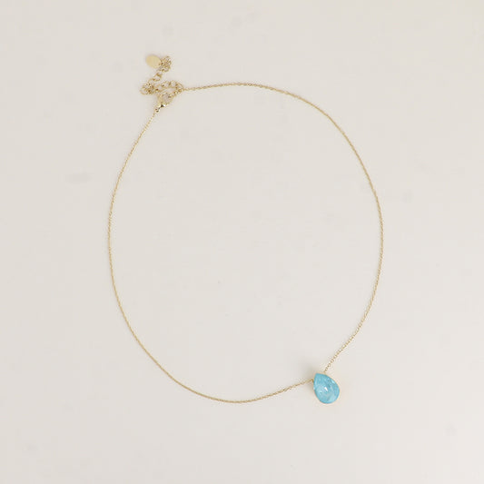 Collier - Pendentif cristal de Swarovski® en forme de goutte - Longueur du collier : 40+5 cm - Dimensions du cristal : 10x14 mm - Paradise bleu lux