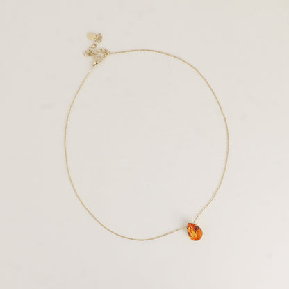 Collier - Pendentif cristal de Swarovski® en forme de goutte - Longueur du collier : 40+5 cm - Dimensions du cristal : 10x14 mm - Dark orange