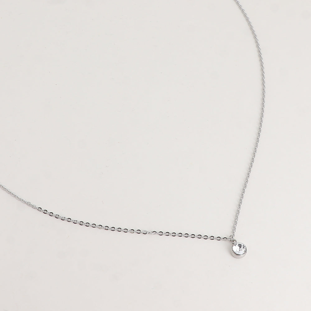 Collier rhodium - Cristal SS24 - Orné de cristaux de Swarovski® - 45+5 cm - Diamètre du cristal : 5 mm - Crystal