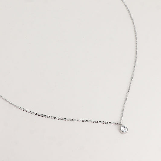 Collier rhodium - Cristal SS24 - Orné de cristaux de Swarovski® - 45+5 cm - Diamètre du cristal : 5 mm - Crystal