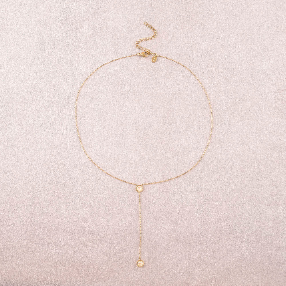 Collier Y - Orné de cristaux de Swarovski® - 40+7 cm - Longueur de chaîne pendante : 6 cm - Dimensions des cristaux : 5x5 mm - Light grey delite