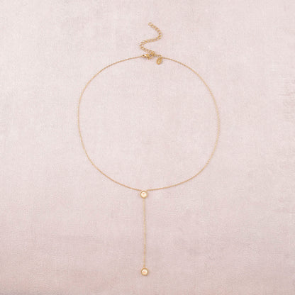 Collier Y - Orné de cristaux de Swarovski® - 40+7 cm - Longueur de chaîne pendante : 6 cm - Dimensions des cristaux : 5x5 mm - Light grey delite