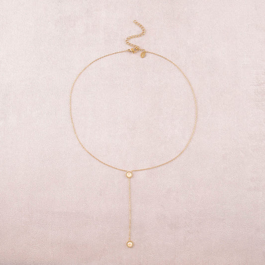 Collier Y - Orné de cristaux de Swarovski® - 40+7 cm - Longueur de chaîne pendante : 6 cm - Dimensions des cristaux : 5x5 mm - Light grey delite