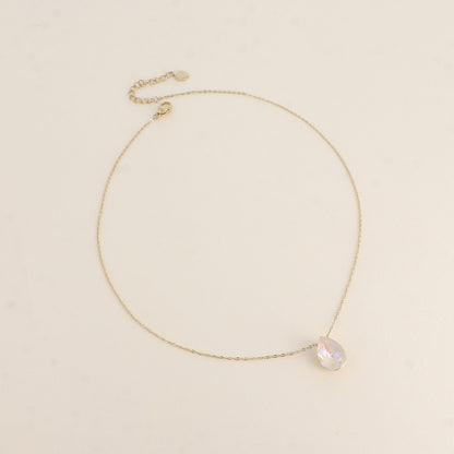 Collier - Pendentif cristal de Swarovski® en forme de goutte - Longueur du collier : 40+5 cm - Dimensions du cristal : 10x14 mm - Ivory cream delite