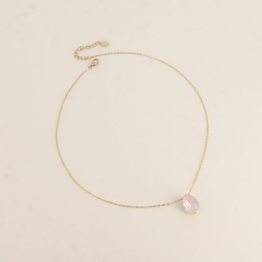 Collier - Pendentif cristal de Swarovski® en forme de goutte - Longueur du collier : 40+5 cm - Dimensions du cristal : 10x14 mm - Ivory cream delite