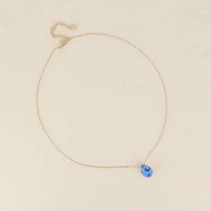 Collier - Pendentif cristal de Swarovski® en forme de goutte - Longueur du collier : 40+5 cm - Dimensions du cristal : 10x14 mm - Ice bleu