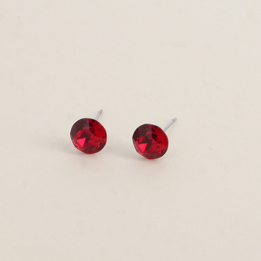 Boucles puces argentées – Ornées de cristaux de Swarovski® SS39 - Dimensions de la boucle : 8x8 mm - Siam