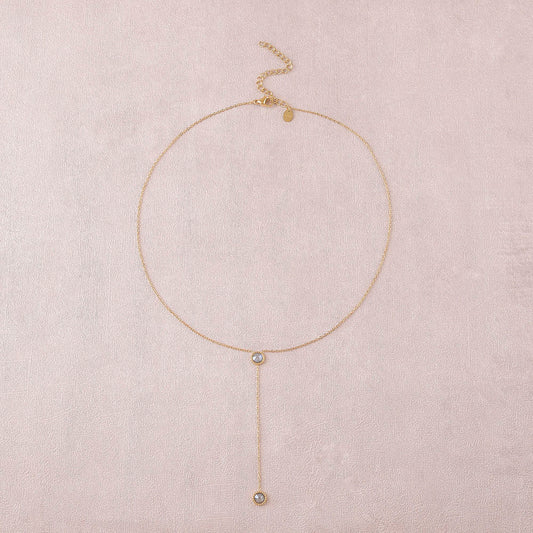 Collier Y - Orné de cristaux de Swarovski® - 40+7 cm - Longueur de chaîne pendante : 6 cm - Dimensions des cristaux : 5x5 mm - Dark grey