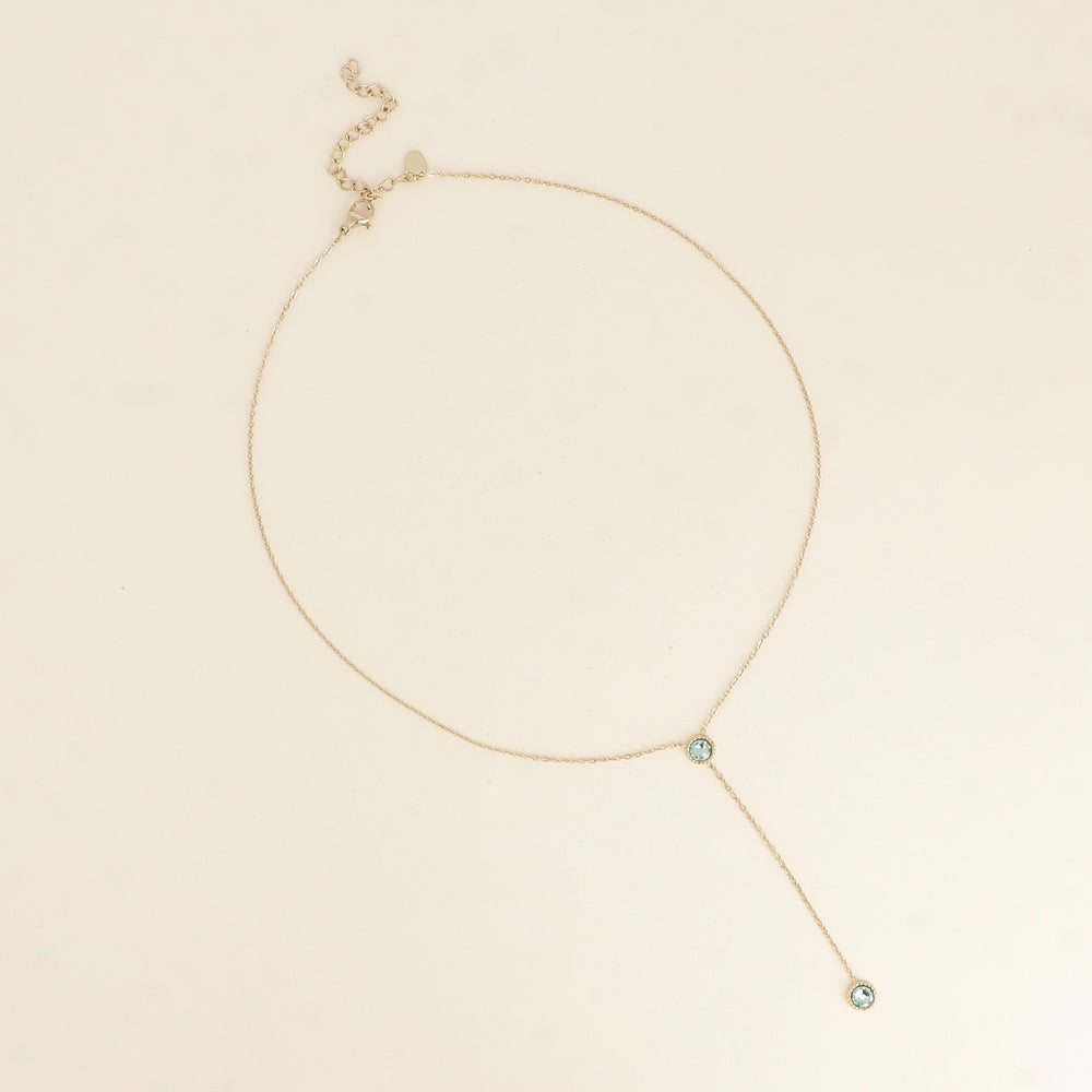 Collier Y - Orné de cristaux de Swarovski® - 40+7 cm - Longueur de chaîne pendante : 6 cm - Dimensions des cristaux : 5x5 mm - Chrysolite
