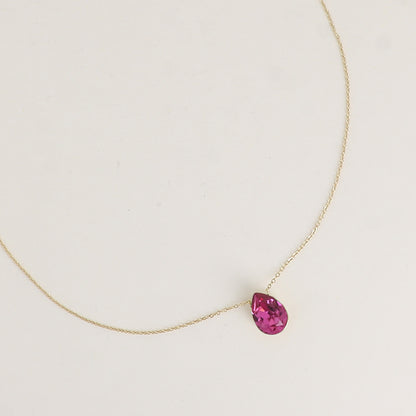 Collier - Pendentif cristal de Swarovski® en forme de goutte - Longueur du collier : 40+5 cm - Dimensions du cristal : 10x14 mm - Dark rose