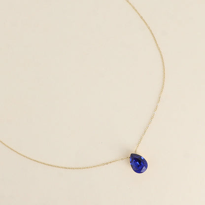 Collier - Pendentif cristal de Swarovski® en forme de goutte - Longueur du collier : 40+5 cm - Dimensions du cristal : 10x14 mm - Dark sapphire