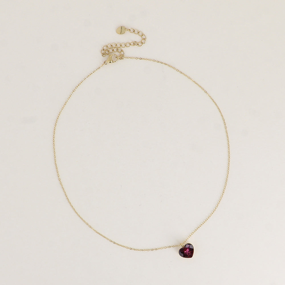 Collier avec cœur de 10mm en cristal de Swarovski® - 37+7 cm - Amethyst