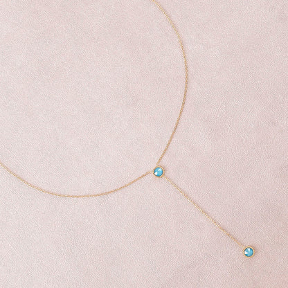 Collier Y - Orné de cristaux de Swarovski® - 40+7 cm - Longueur de chaîne pendante : 6 cm - Dimensions des cristaux : 5x5 mm - Azure blue