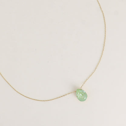 Collier - Pendentif cristal de Swarovski® en forme de goutte - Longueur du collier : 40+5 cm - Dimensions du cristal : 10x14 mm - Paradise green lux