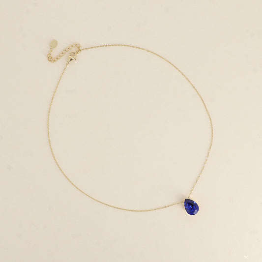 Collier - Pendentif cristal de Swarovski® en forme de goutte - Longueur du collier : 40+5 cm - Dimensions du cristal : 10x14 mm - Dark sapphire