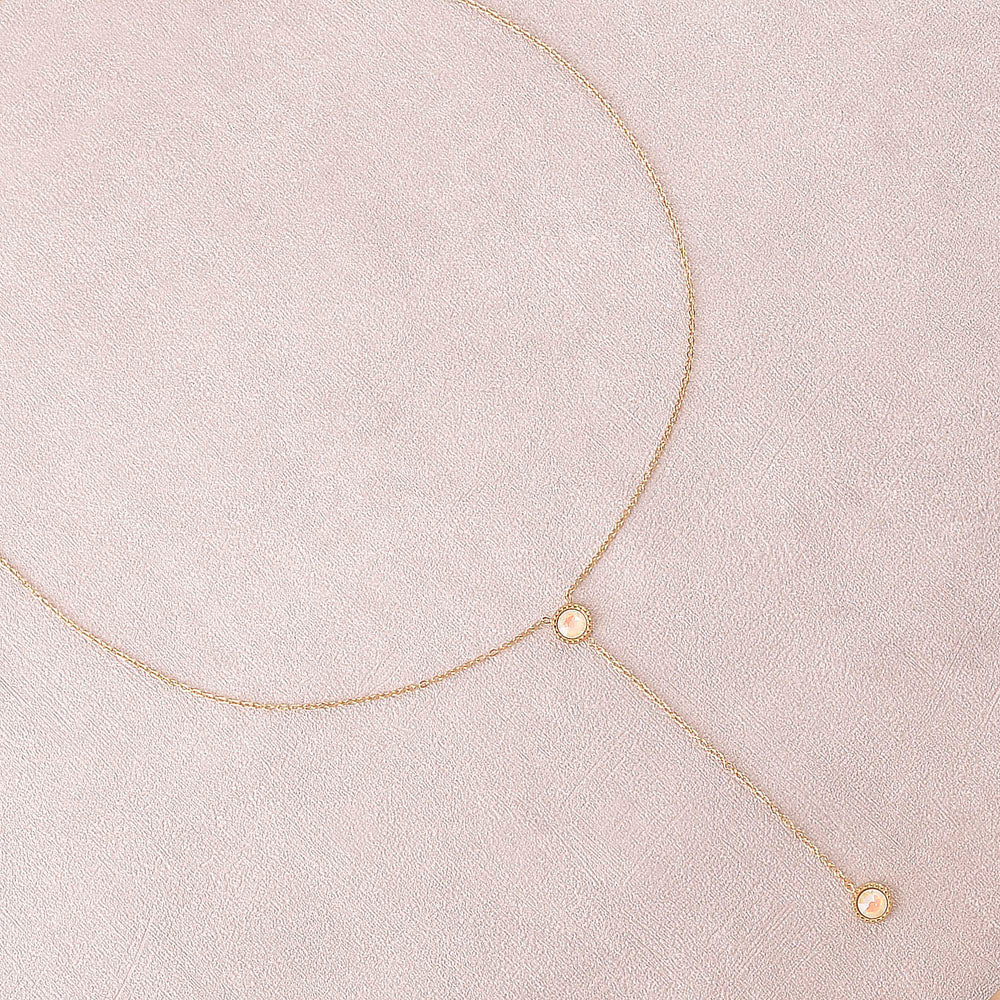 Collier Y - Orné de cristaux de Swarovski® - 40+7 cm - Longueur de chaîne pendante : 6 cm - Dimensions des cristaux : 5x5 mm - Light grey delite