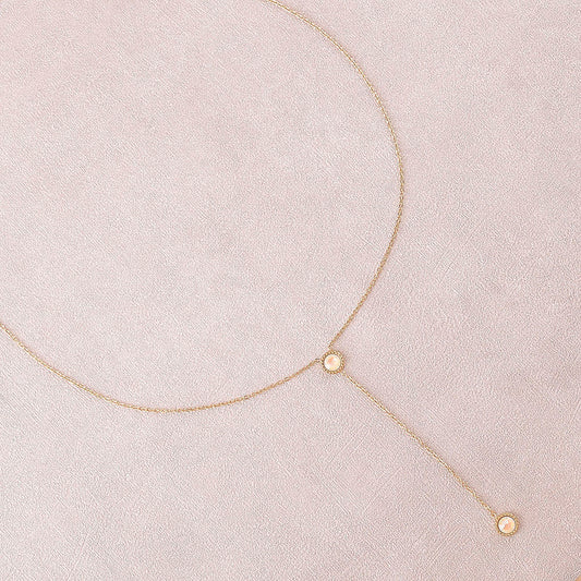 Collier Y - Orné de cristaux de Swarovski® - 40+7 cm - Longueur de chaîne pendante : 6 cm - Dimensions des cristaux : 5x5 mm - Light grey delite