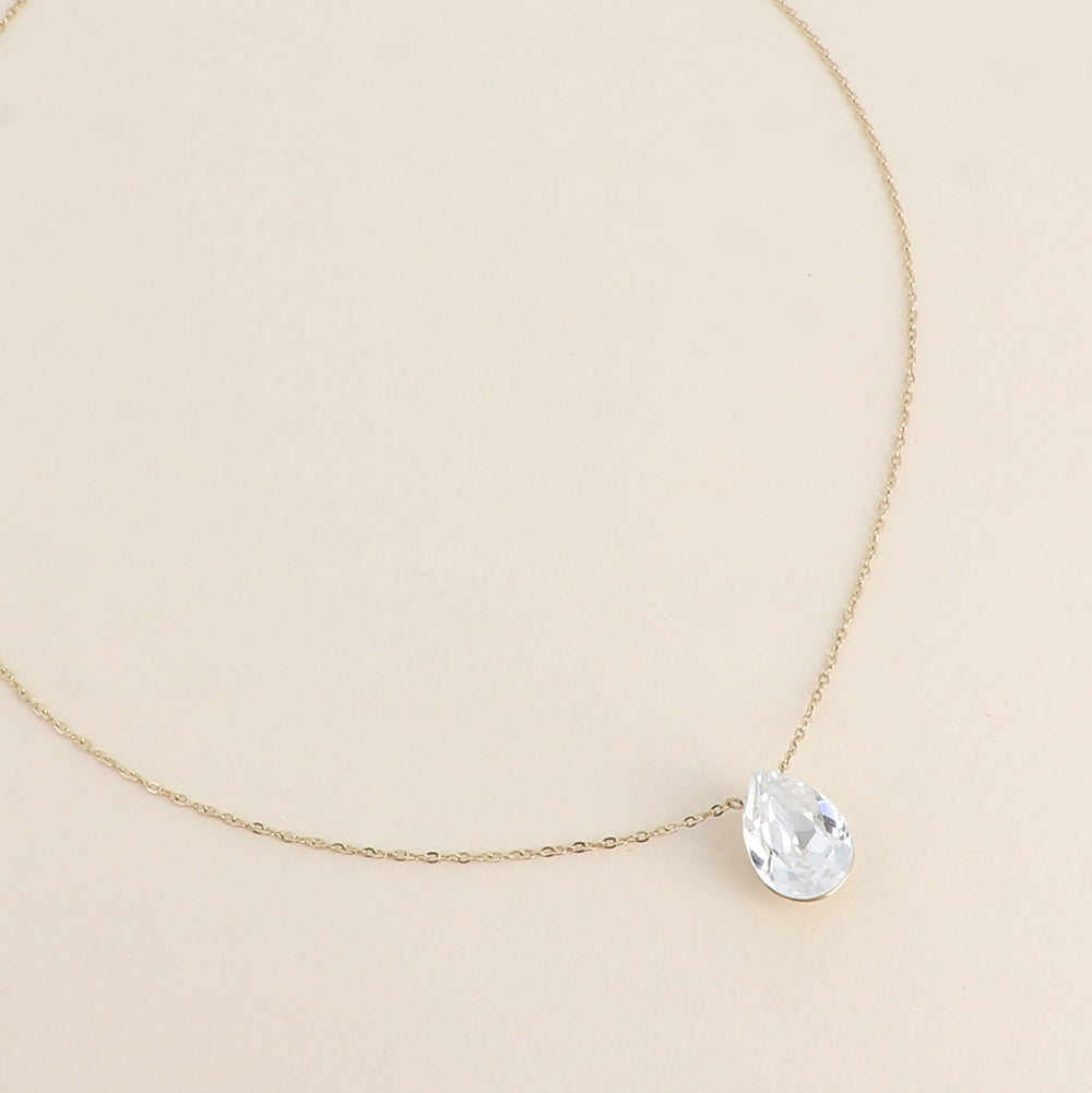 Collier - Pendentif cristal de Swarovski® en forme de goutte - Longueur du collier : 40+5 cm - Dimensions du cristal : 10x14 mm - Crystal