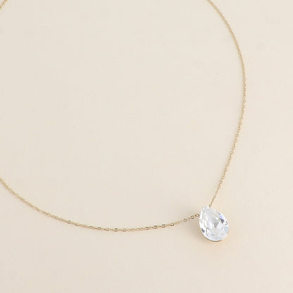 Collier - Pendentif cristal de Swarovski® en forme de goutte - Longueur du collier : 40+5 cm - Dimensions du cristal : 10x14 mm - Crystal