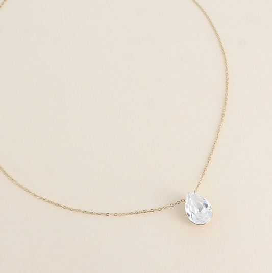 Collier - Pendentif cristal de Swarovski® en forme de goutte - Longueur du collier : 40+5 cm - Dimensions du cristal : 10x14 mm - Crystal