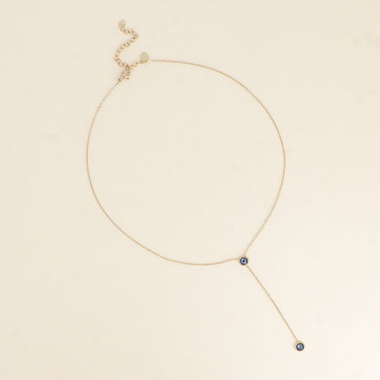 Collier Y - Orné de cristaux de Swarovski® - 40+7 cm - Longueur de chaîne pendante : 6 cm - Dimensions des cristaux : 5x5 mm - Denim blue