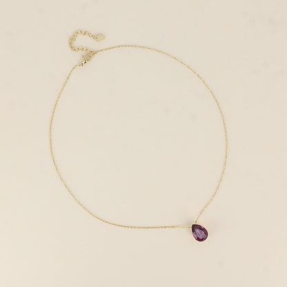 Collier - Pendentif cristal de Swarovski® en forme de goutte - Longueur du collier : 40+5 cm - Dimensions du cristal : 10x14 mm - Amethyst