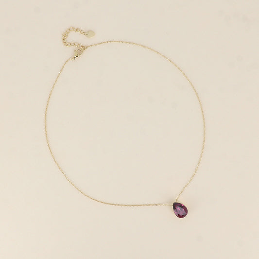 Collier - Pendentif cristal de Swarovski® en forme de goutte - Longueur du collier : 40+5 cm - Dimensions du cristal : 10x14 mm - Amethyst