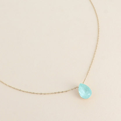 Collier - Pendentif cristal de Swarovski® en forme de goutte - Longueur du collier : 40+5 cm - Dimensions du cristal : 10x14 mm - Soft mint ignite