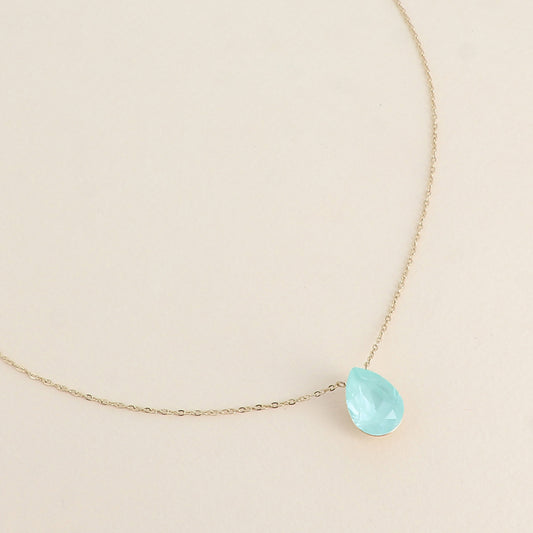 Collier - Pendentif cristal de Swarovski® en forme de goutte - Longueur du collier : 40+5 cm - Dimensions du cristal : 10x14 mm - Soft mint ignite