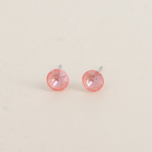Boucles puces argentées – Ornées de cristaux de Swarovski® SS39 - Dimensions de la boucle : 8x8 mm - Flamingo ignite