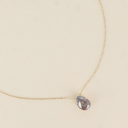 Collier - Pendentif cristal de Swarovski® en forme de goutte - Longueur du collier : 40+5 cm - Dimensions du cristal : 10x14 mm - Vintage rose satin