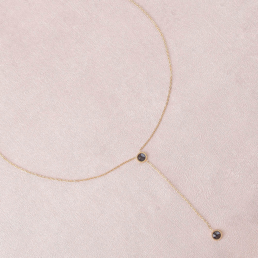 Collier Y - Orné de cristaux de Swarovski® - 40+7 cm - Longueur de chaîne pendante : 6 cm - Dimensions des cristaux : 5x5 mm - Jet