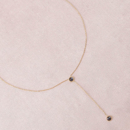 Collier Y - Orné de cristaux de Swarovski® - 40+7 cm - Longueur de chaîne pendante : 6 cm - Dimensions des cristaux : 5x5 mm - Jet