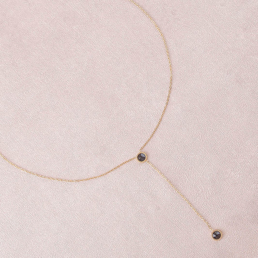 Collier Y - Orné de cristaux de Swarovski® - 40+7 cm - Longueur de chaîne pendante : 6 cm - Dimensions des cristaux : 5x5 mm - Jet