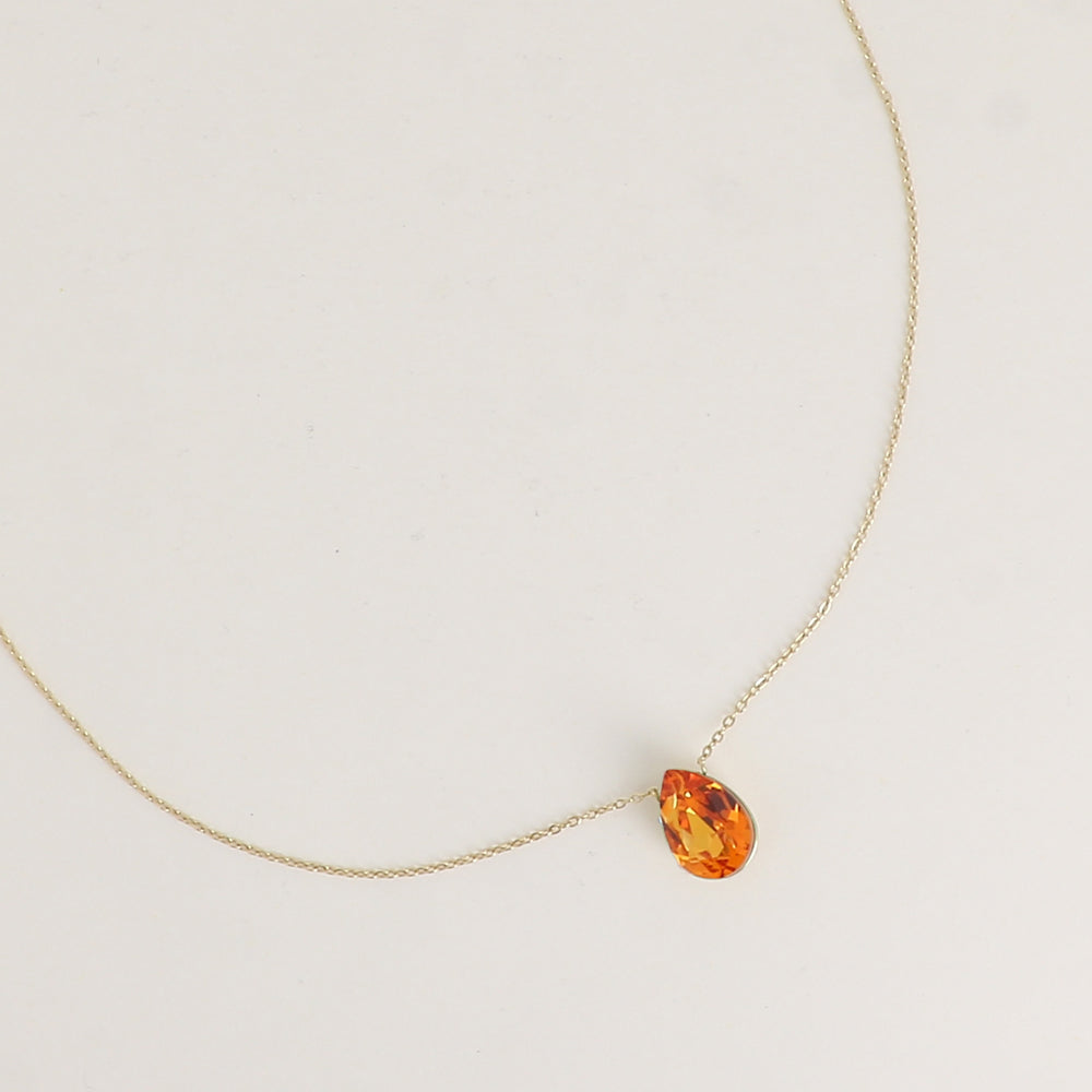 Collier - Pendentif cristal de Swarovski® en forme de goutte - Longueur du collier : 40+5 cm - Dimensions du cristal : 10x14 mm - Dark orange
