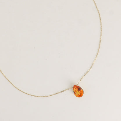 Collier - Pendentif cristal de Swarovski® en forme de goutte - Longueur du collier : 40+5 cm - Dimensions du cristal : 10x14 mm - Dark orange