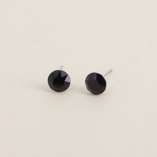 Boucles puces argentées – Ornées de cristaux de Swarovski® SS39 - Dimensions de la boucle : 8x8 mm - Jet