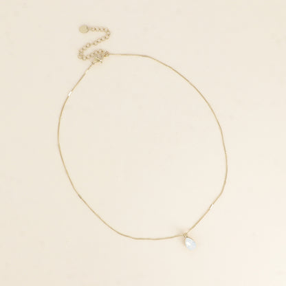 Collier orné de cristaux de Swarovski® en forme de goutte - Longueur de chaîne : 38+7 cm - Dimensions du cristal : 7x10 mm - White opal