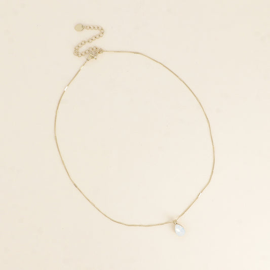Collier orné de cristaux de Swarovski® en forme de goutte - Longueur de chaîne : 38+7 cm - Dimensions du cristal : 7x10 mm - White opal
