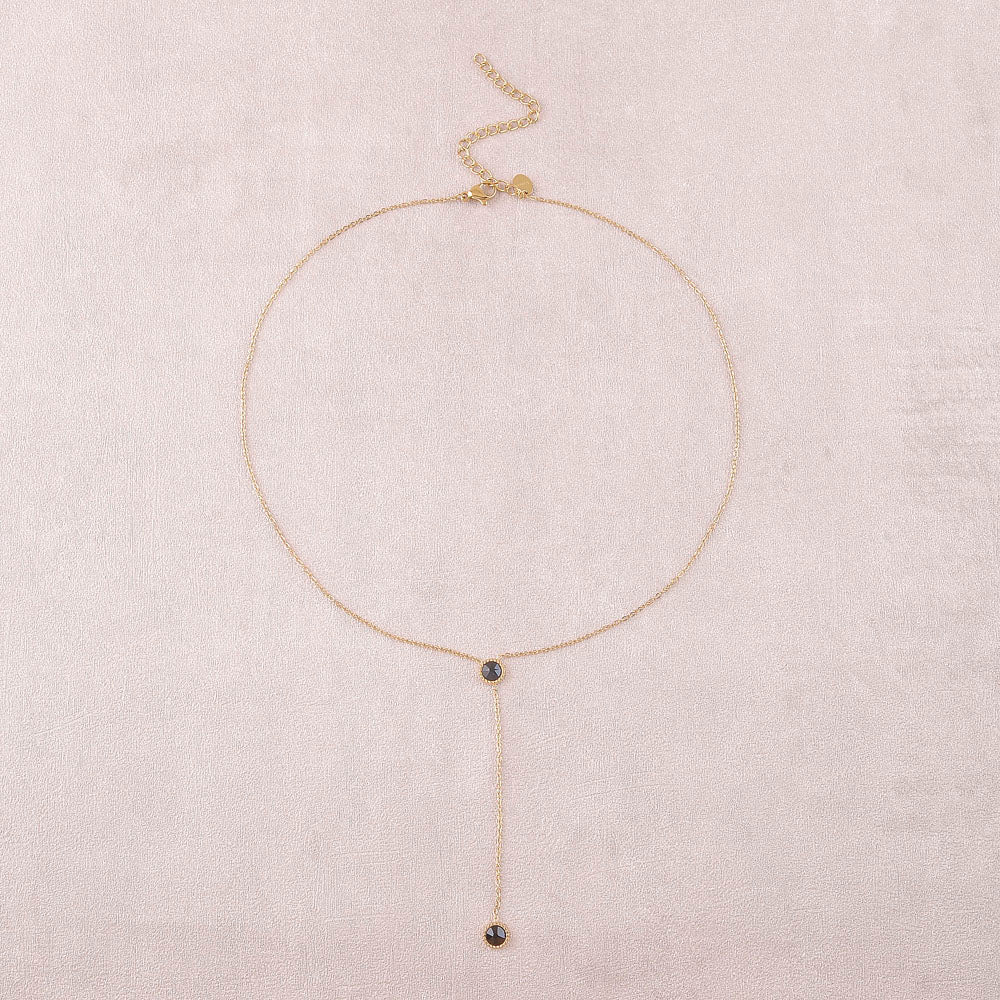 Collier Y - Orné de cristaux de Swarovski® - 40+7 cm - Longueur de chaîne pendante : 6 cm - Dimensions des cristaux : 5x5 mm - Jet