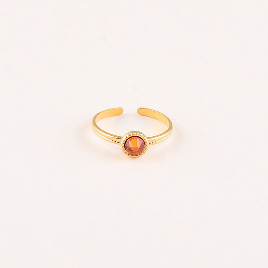 Bague fine ornée de cristaux de Swarovski® - Hauteur de la bague: 2 mm - Dimensions du cristal : 5x5 mm - Dark orange