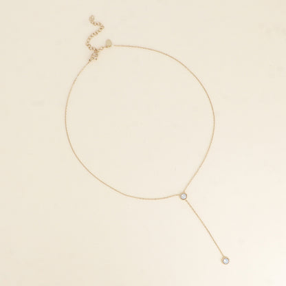 Collier Y - Orné de cristaux de Swarovski® - 40+7 cm - Longueur de chaîne pendante : 6 cm - Dimensions des cristaux : 5x5 mm - White opal