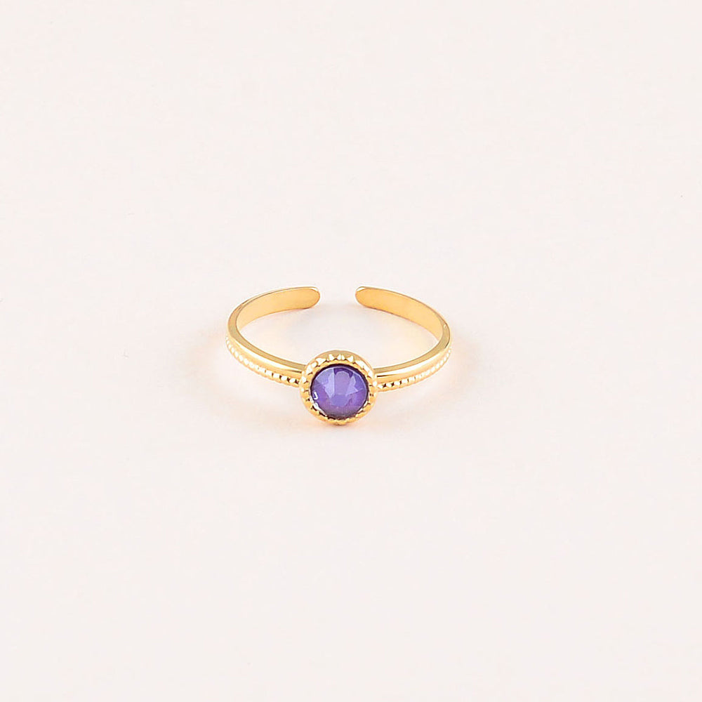 Bague fine ornée de cristaux de Swarovski® - Hauteur de la bague: 2 mm - Dimensions du cristal : 5x5 mm - Purple ignite