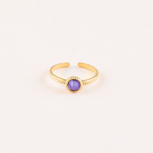 Bague fine ornée de cristaux de Swarovski® - Hauteur de la bague: 2 mm - Dimensions du cristal : 5x5 mm - Purple ignite