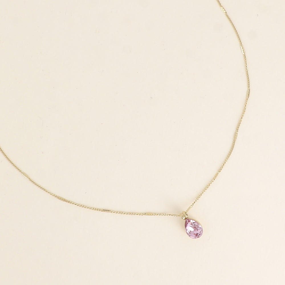 Collier orné de cristaux de Swarovski® en forme de goutte - Longueur de chaîne : 38+7 cm - Dimensions du cristal : 7x10 mm - Light Amethyst