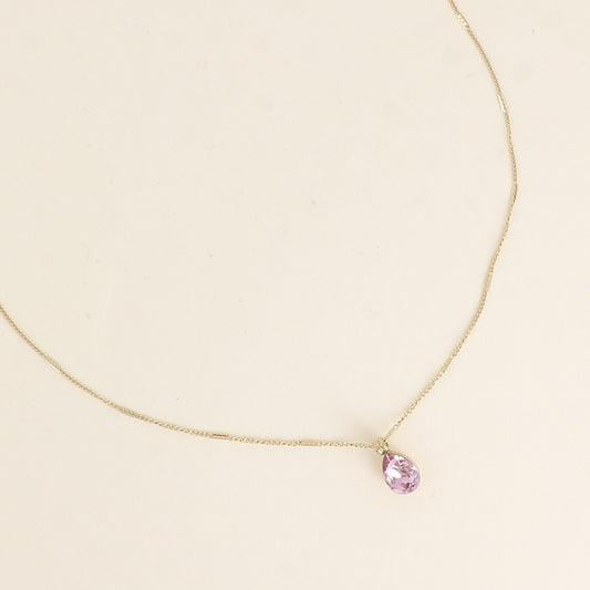 Collier orné de cristaux de Swarovski® en forme de goutte - Longueur de chaîne : 38+7 cm - Dimensions du cristal : 7x10 mm - Light Amethyst