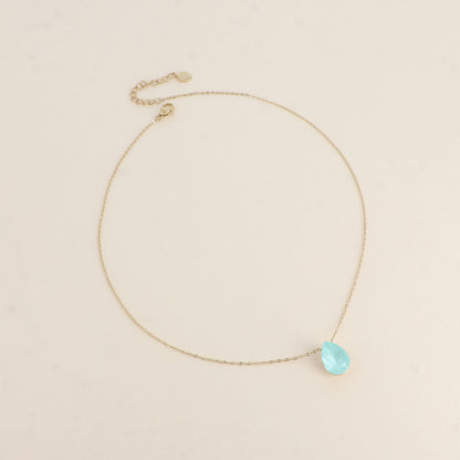 Collier - Pendentif cristal de Swarovski® en forme de goutte - Longueur du collier : 40+5 cm - Dimensions du cristal : 10x14 mm - Soft mint ignite